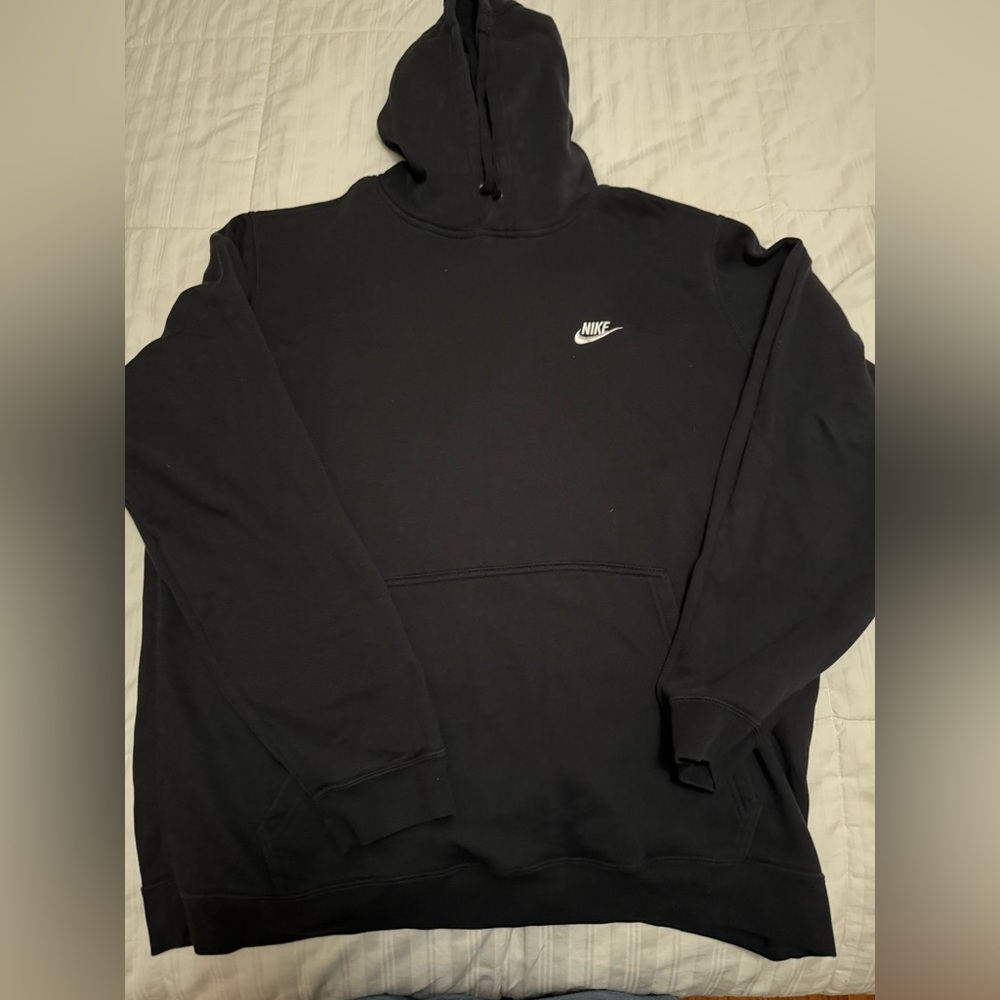 Nike Men's Black Hoodie with White Logo